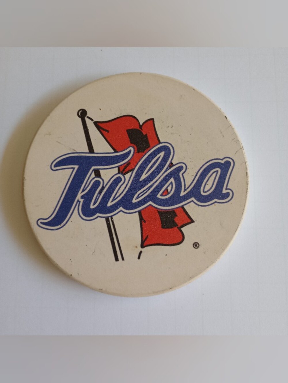 University Of Tulsa Ceramic Drink Coaster With Cork Backing Golden Hurricane
